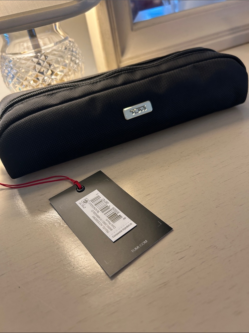Tumi Black Toiletry & Accessory Pouch with Boss mini fragrance